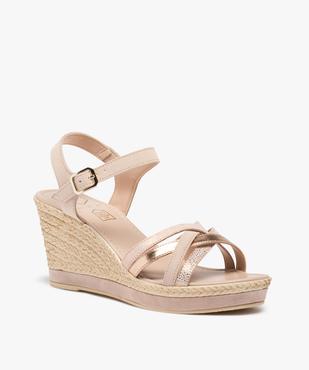 Sandales femme compensés et fines brides en cuir - Taneo vue2 - TANEO - GEMO