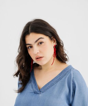 Blouse à manches longues col V en Lyocell femme grande taille vue2 - GEMO 4G GT - GEMO