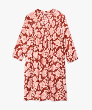 Robe femme forme chemise avec buste smocké à manches ¾  vue4 - GEMO(FEMME PAP) - GEMO
