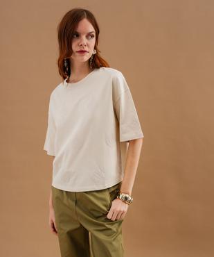 Tee-shirt manches courtes oversize en jersey épais femme vue4 - GEMO(FEMME PAP) - GEMO