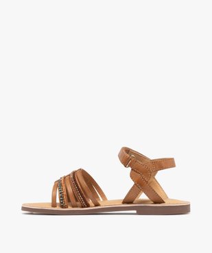 Sandales en cuir multibrides à perles fille  – Tanéo vue3 - TANEO GEMO FOR GOOD - GEMO