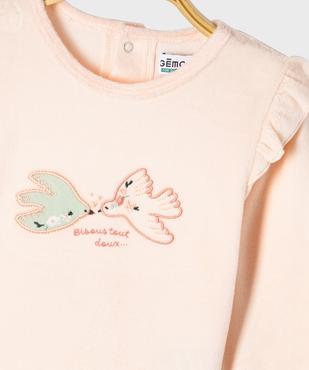 Pyjama 2 pièces en velours motifs oiseaux bébé fille vue2 - GEMO 4G BEBE - GEMO