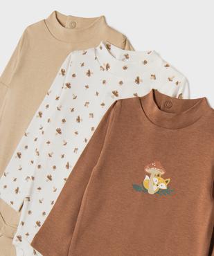 Body manches longues à col montant bébé (lot de 3) vue2 - GEMO 4G BEBE - GEMO