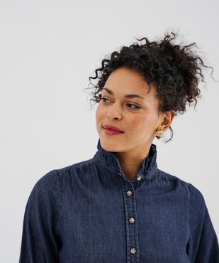 Chemise en coton esprit denim avec col à volant femme vue2 - GEMO 4G FEMME - GEMO