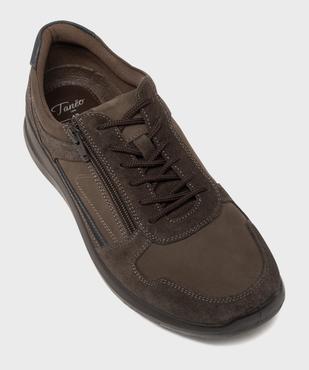 Baskets basses dessus cuir avec double fermeture homme - Tanéo vue5 - TANEO - GEMO