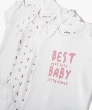 Body bébé à manches courtes et col US à motif (lot de 3) vue2 - GEMO 4G BEBE - GEMO
