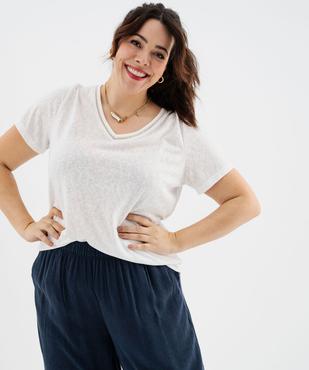 Tee-shirt manches courtes pailleté à col V femme grande taille vue6 - GEMO (G TAILLE) - GEMO