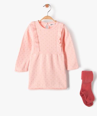 Ensemble bébé fille 2 pièces : robe + collants vue1 - GEMO(BEBE DEBT) - GEMO