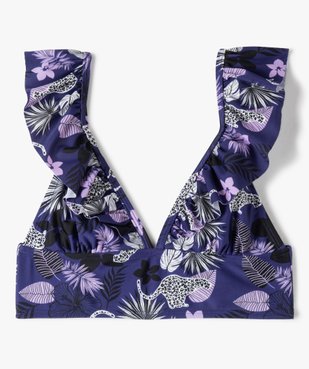Haut de maillot de bain fille triangle avec bretelles volantées vue1 - GEMO (JUNIOR) - GEMO