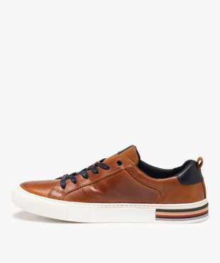 Baskets homme dessus cuir à lacets - Tanéo vue3 - TANEO - GEMO