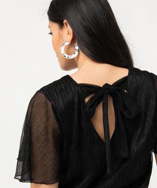 Tee-shirt scintillant à manches courtes en maille plissée femme vue5 - GEMO(FEMME PAP) - GEMO