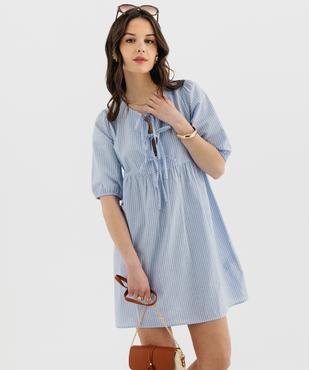 Robe courte à rayures avec fermeture liens femme vue1 - GEMO(FEMME PAP) - GEMO