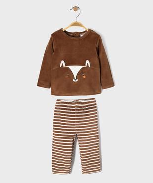 Pyjama en velours 2 pièces à motif renard bébé garçon vue1 - GEMO 4G BEBE - GEMO