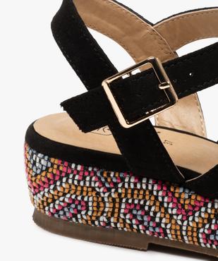 Sandales femme compensées en suédine et semelle colorée vue6 - GEMO (CASUAL) - GEMO