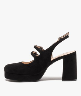 Escarpins femme unis à talon haut carré et brides à boucle vue3 - GEMO(URBAIN) - GEMO