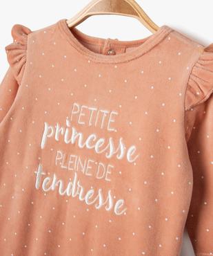 Pyjama dors-bien en velours avec volants sur les épaules bébé fille vue2 - GEMO(BB COUCHE) - GEMO