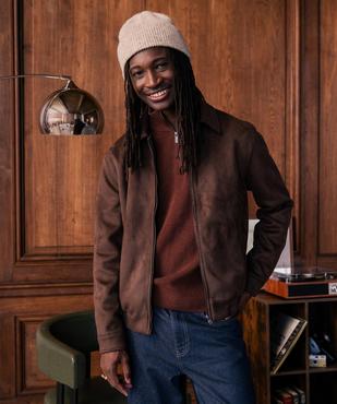 Blouson esprit aviateur en suédine doublée sherpa homme vue5 - GEMO (HOMME) - GEMO