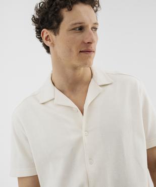Chemise manches courtes à col cubain en maille piquée homme vue2 - GEMO 4G HOMME - GEMO