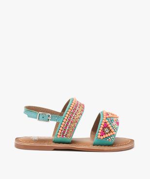 Sandales fille intérieur cuir ornées de perles vue1 - GEMO (ENFANT) - GEMO