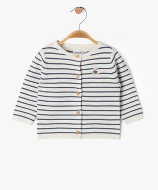 Gilet brassière rayé en coton bébé garçon - LuluCastagnette vue1 - LULU CASTAGNETTE GEMO FOR GOOD - GEMO