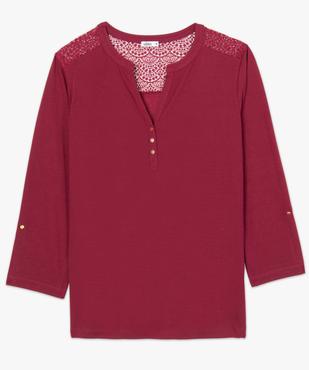 Tee-shirt femme à manches 3/4 boutonnées et dentelle au dos  vue4 - GEMO(FEMME PAP) - GEMO