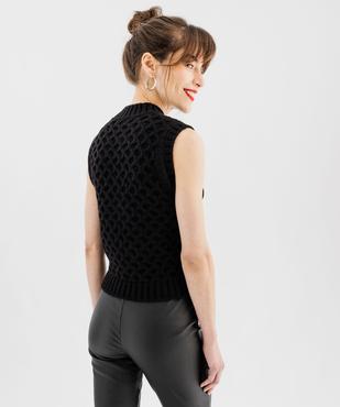 Pull sans manches en grosse maille torsadée à strass femme vue3 - GEMO(FEMME PAP) - GEMO