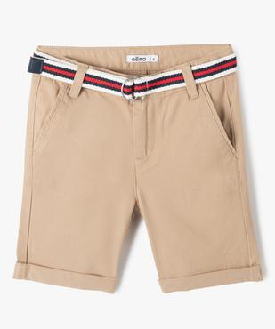 Bermuda en coton avec ceinture tricolore garçon vue1 - GEMO 4G GARCON - GEMO