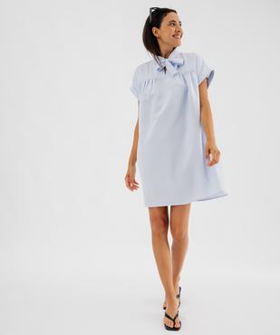 Robe courte manches coutes à col lavallière vue4 - GEMO 4G FEMME - GEMO