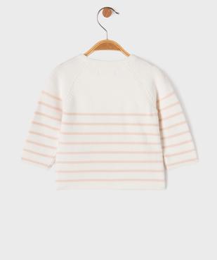 Pull brassière rayé avec fermeture sur le côté bébé vue3 - GEMO(BB COUCHE) - GEMO