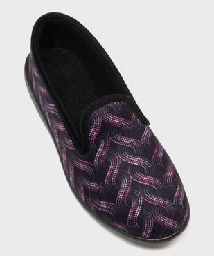 Chaussons pantoufles en velours ras imprimé femme vue5 - G'FLEX - GEMO