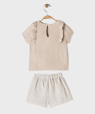 Ensemble 2 pièces blouse manches courtes + short bébé fille vue4 - GEMO(BEBE DEBT) - GEMO