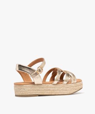 Sandales semelle plateforme en corde et brides croisées brillantes femme vue5 - FOLLOW ME - GEMO