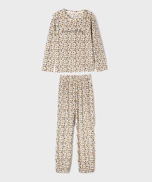 Pyjama en velours duveteux imprimé léopard fille vue1 - GEMO (ENFANT) - GEMO