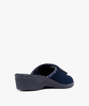 Chaussons femme mules confort compensées à scratch dessus en velours vue4 - G'FLEX GEMO FOR GOOD - GEMO
