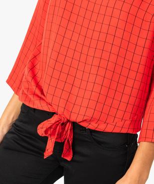 Blouse femme à carreaux manches 3/4 et nœud devant vue2 - GEMO(FEMME PAP) - GEMO
