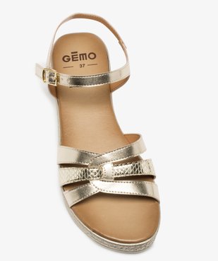 Sandales femme à brides brillantes avec semelle plateforme en corde vue5 - GEMO (CASUAL) - GEMO