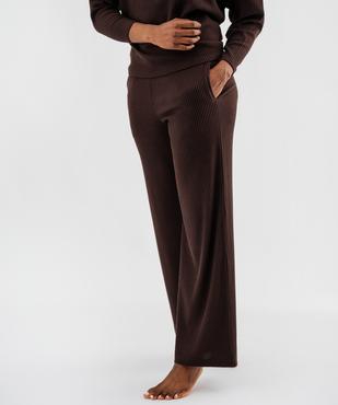 Pantalon de pyjama en maille côtelée extensible à taille élastiquée femme vue1 - GEMO 4G FEMME - GEMO