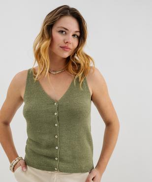 Pull d'été à bretelles avec double décolleté en V femme vue2 - GEMO(FEMME PAP) - GEMO