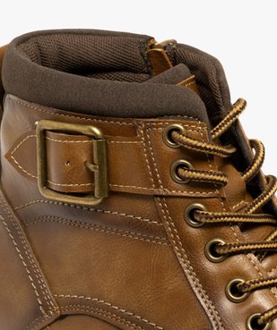 Boots home à lacets et à zip avec bout droit classique vue6 - URBAN STEPS - GEMO
