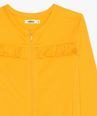 Veste fille zippée en jersey bouclette avec volant vue3 - GEMO (ENFANT) - GEMO