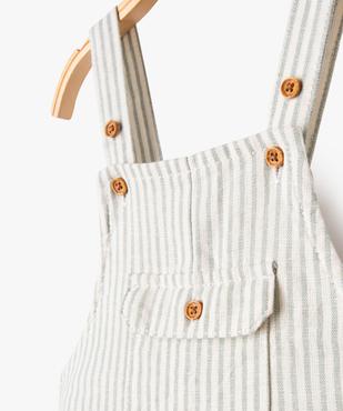 Salopette courte à rayures en lin et viscose bébé garçon vue2 - GEMO 4G BEBE - GEMO