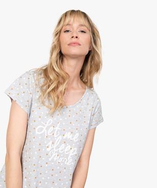 Chemise de nuit imprimée à manches courtes femme vue2 - GEMO 4G FEMME - GEMO