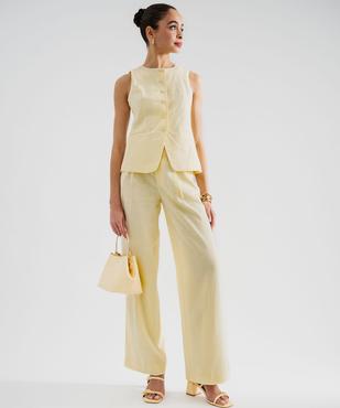 Pantalon ample en viscose et lin femme vue4 - GEMO(FEMME PAP) - GEMO