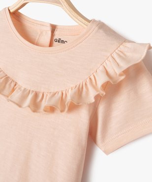 Tee-shirt manches courtes à plastron volanté bébé fille vue2 - GEMO(BEBE DEBT) - GEMO