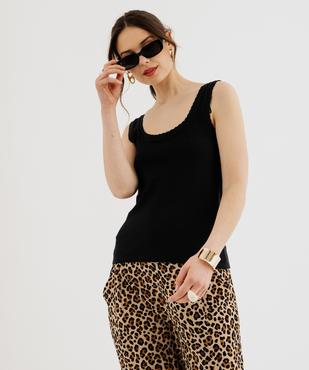 Débardeur en coton avec finitions dentelées femme vue2 - GEMO(FEMME PAP) - GEMO