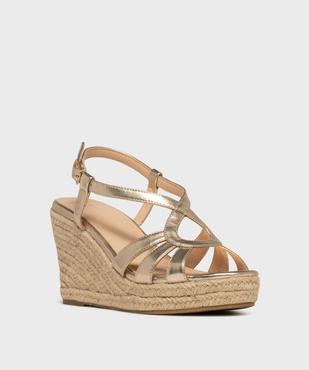 Sandales à talon compensé en corde et tige brillante femme - Follow Me vue2 - VALENTINA BALDA - GEMO