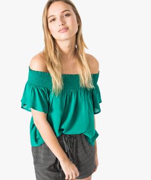 Blouse unie à col bateau et manches courtes vue1 - FOLLOW ME - GEMO