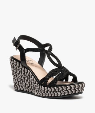 Sandales femme à talon compensé et brides en cordelette vue2 - GEMO(URBAIN) - GEMO