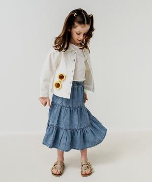 Jupe en jean longues à volants bohème fille vue1 - GEMO (ENFANT) - GEMO
