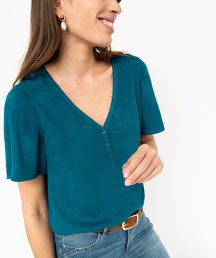 Blouse femme manches courtes en viscose fluide  vue2 - GEMO 4G FEMME - GEMO